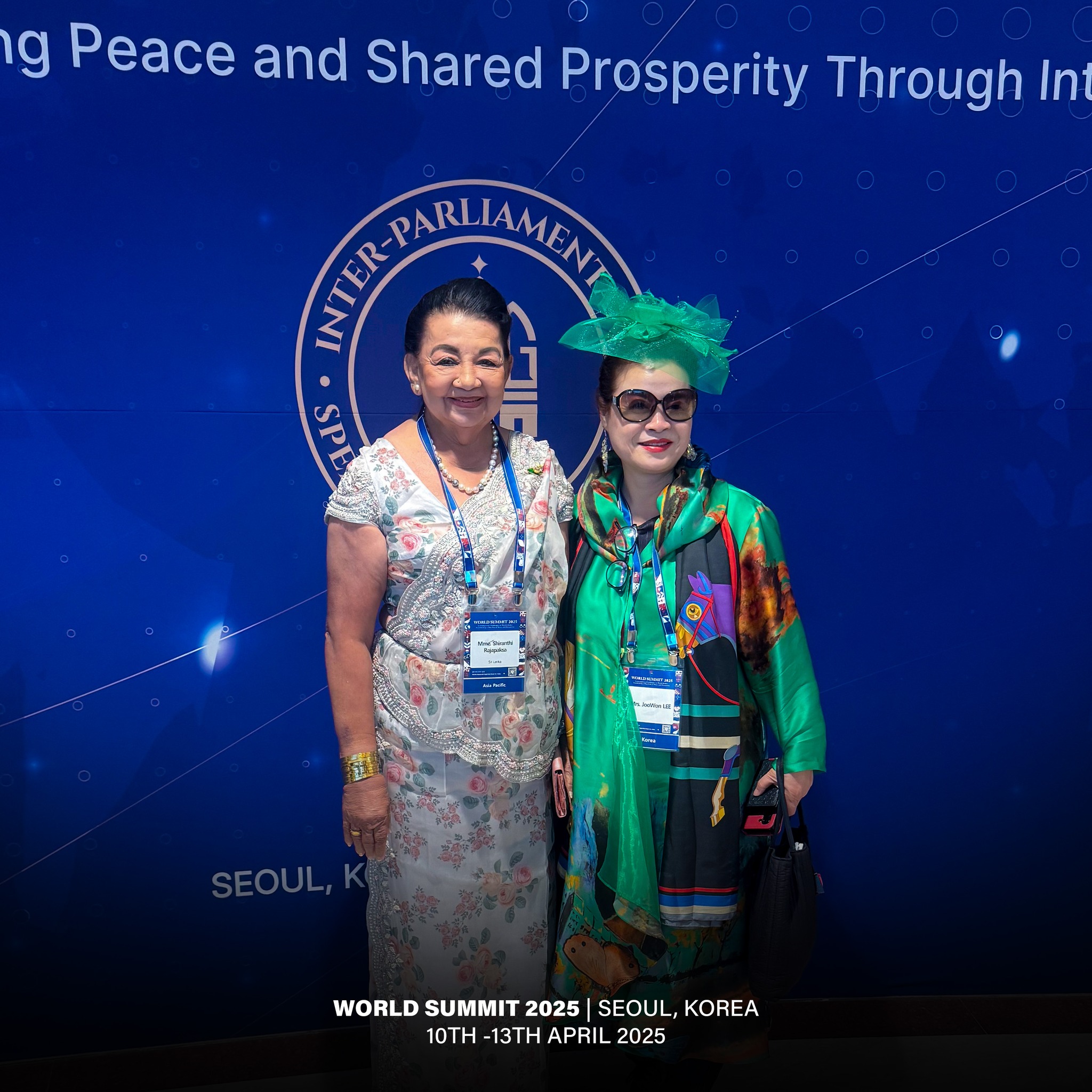 May be an image of 2 people, dais and text that says 'g Peace and Shared Prosperity Through In N N STALPALAMIAN OR-PARL LAMENI C ds ざ SEOUL, WORLD SUMMIT 2025 SEOUL,KOREA SEOUL, KOREA 10TH 13TH APRIL 2025'