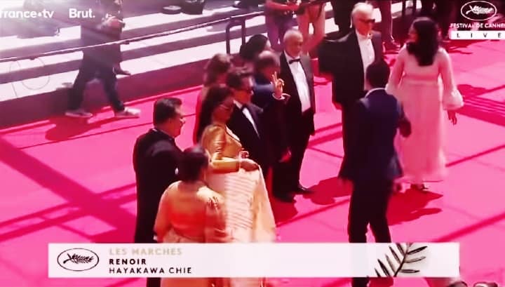 May be an image of 7 people and text that says 'rance.tv Brut. FESTIVANDE PRSTIVANDECANNE CANNE L 入 LES MARCHES RENOIR HAYAKAWA CHIE'