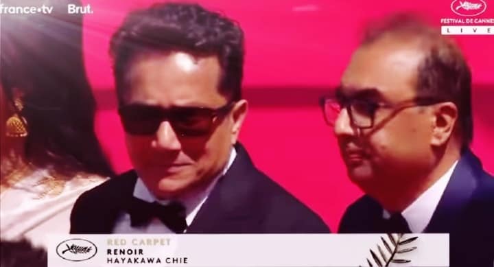 May be an image of 2 people and text that says 'france.tv Brut. PESTIVAL FESTIVALDECANNE CANNE V E Xet RED CARPET RENOIR HAYAKAWA CHIE'