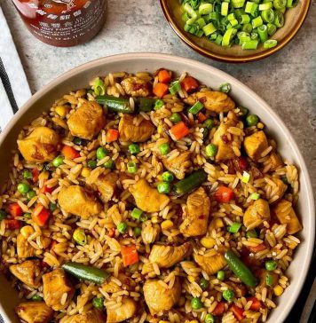 Garlic Honey Chicken Fried Rice