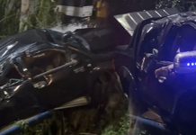 කැබ් රථයක් පාලමකින් පහළට පෙරළෙයි