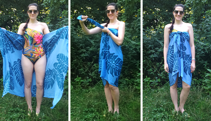 how to tie a sarong as a strapless dress