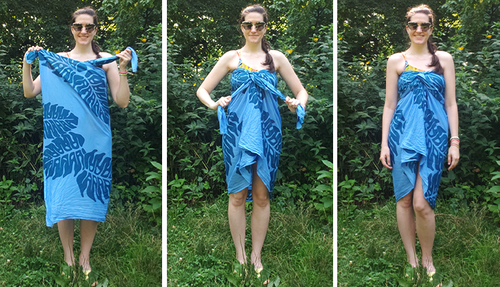 how to tie a sarong into a sweetheart strapless dress