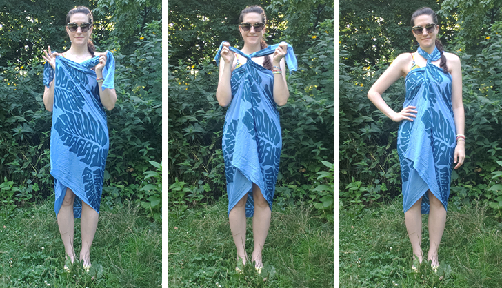how to tie a sarong into a twisted halter dress version 1