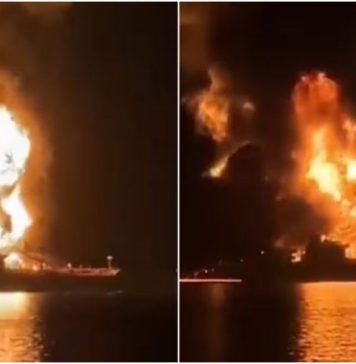 ඉරාක මුහුදු සීමාවේ දී ඉරානය තෙල් නැව් දෙකක් ගිනිබත් කරයි