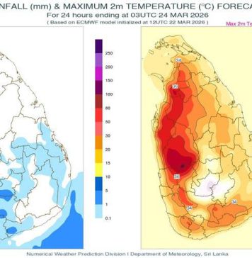 අද (23) දවසේ වැසි තත්වය