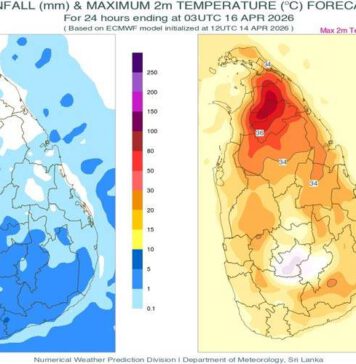 අද (15) දවසේ වැසි තත්වය සහ හිරු මුදුන් වන ප්රදේශ